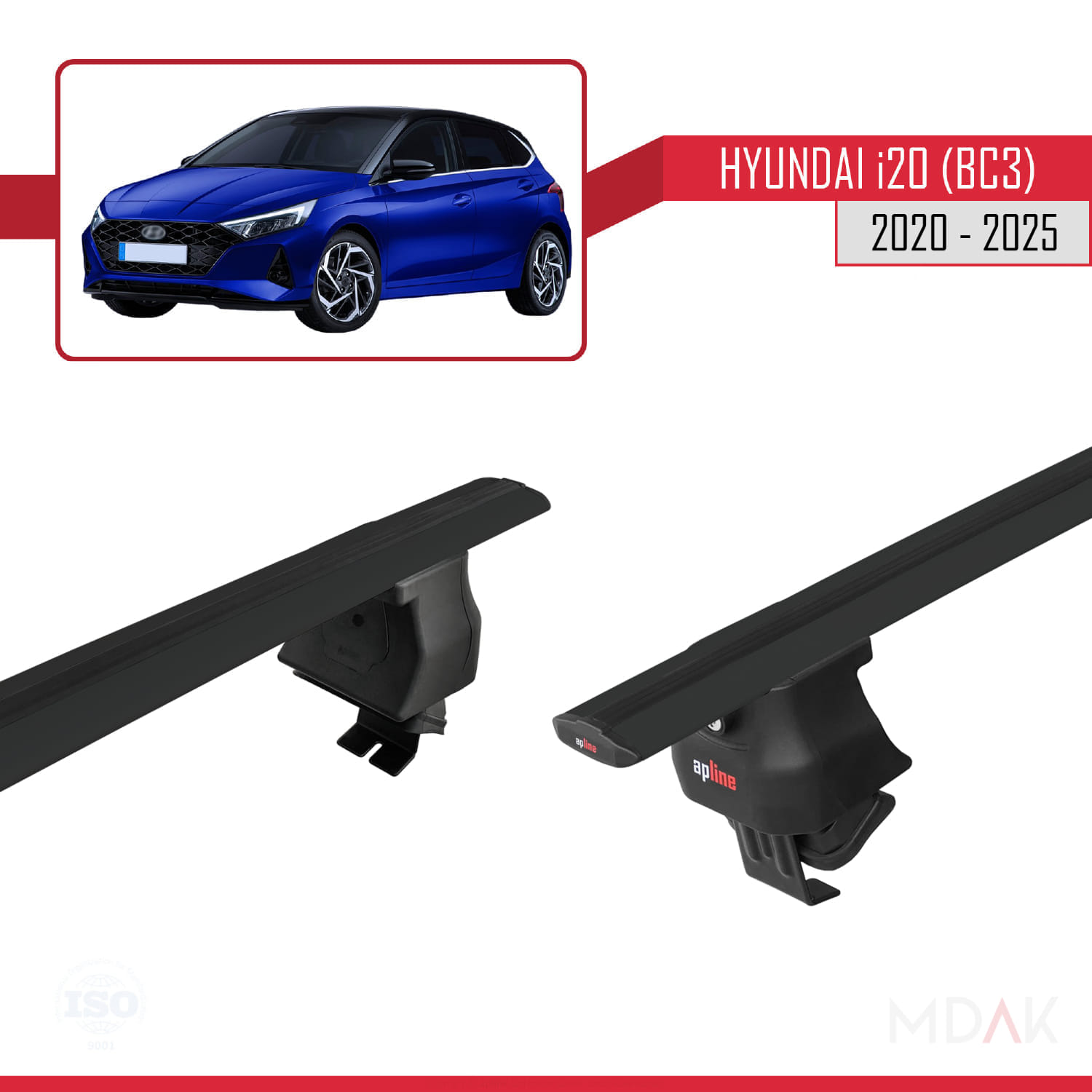 Hyundai i20 III (BC3) 2020 ve Sonrası ile Uyumlu ACE-4 Ara Atkı Tavan Barı Siyah 2 Adet - Görsel 5