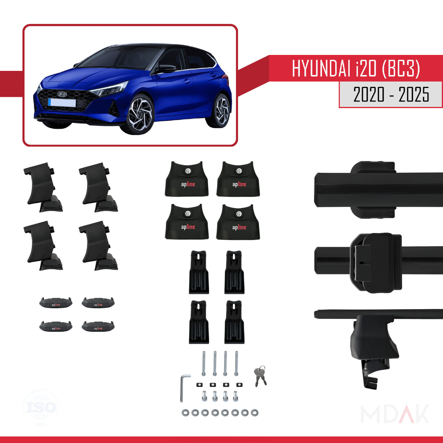 Hyundai i20 III (BC3) 2020 ve Sonrası ile Uyumlu ACE-4 Ara Atkı Tavan Barı Siyah 2 Adet - Görsel 6