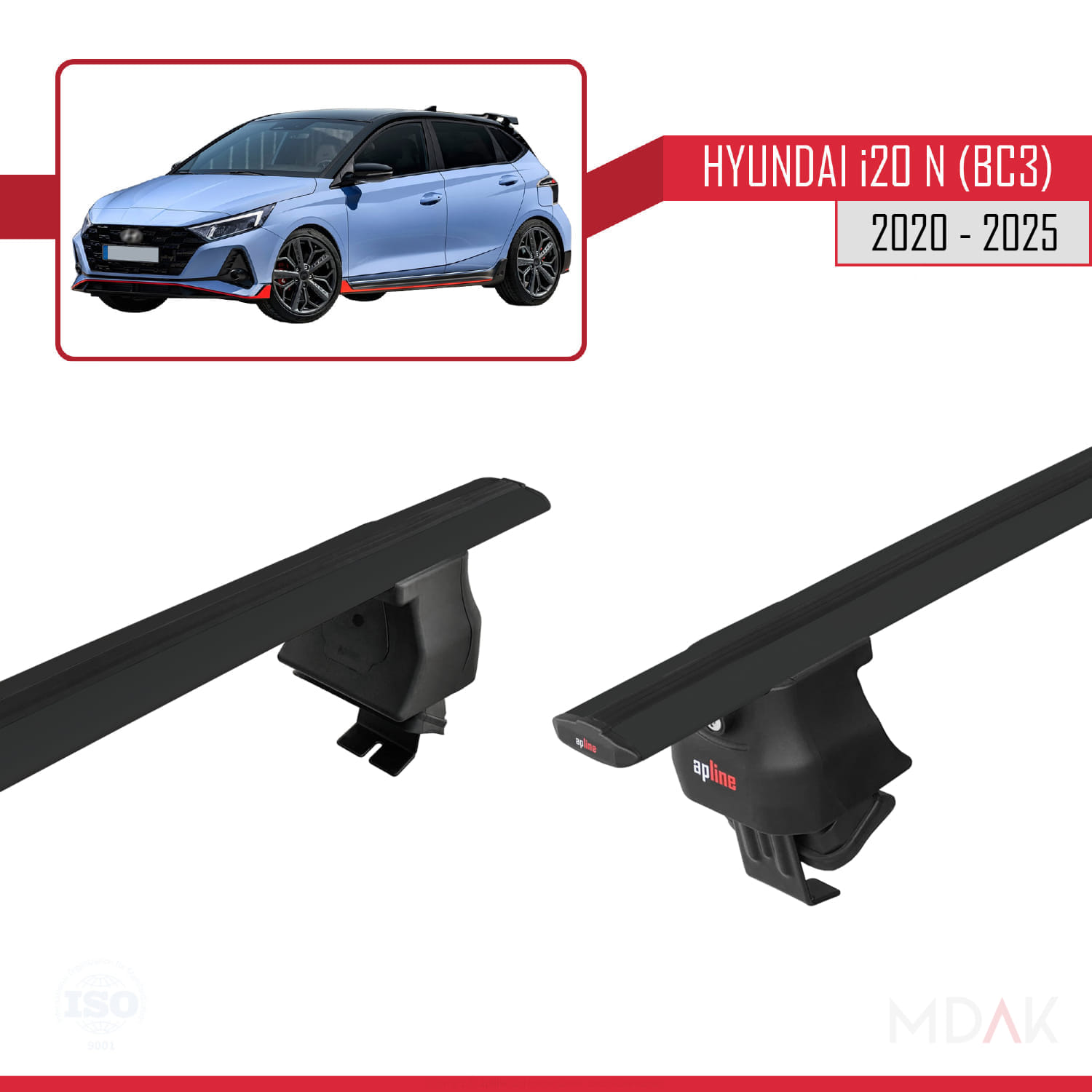Hyundai i20 III (BC3) N 2020 ve Sonrası ile Uyumlu ACE-4 Ara Atkı Tavan Barı Siyah 2 Adet - Görsel 4