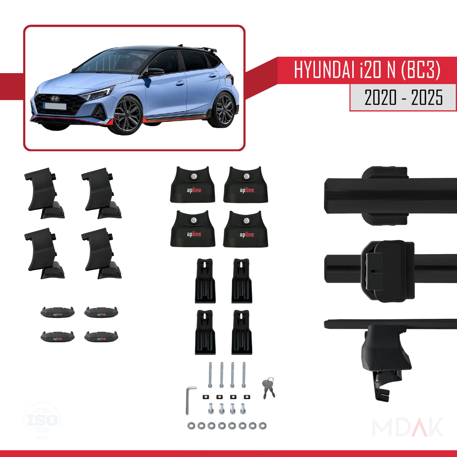 Hyundai i20 III (BC3) N 2020 ve Sonrası ile Uyumlu ACE-4 Ara Atkı Tavan Barı Siyah 2 Adet - Görsel 5