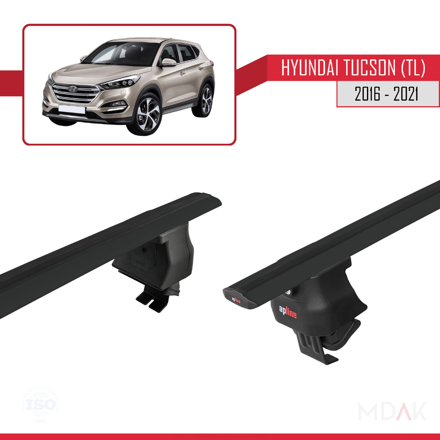 Hyundai Tucson 3 (TL) 2016-2021 Arası ile Uyumlu ACE-4 Ara Atkı Tavan Barı Siyah 2 Adet - Görsel 4