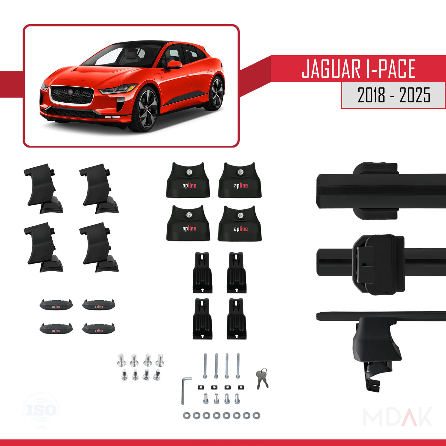Jaguar I-Pace 2018 ve Sonrası ile Uyumlu ACE-4 Ara Atkı Tavan Barı Siyah 2 Adet - Görsel 5