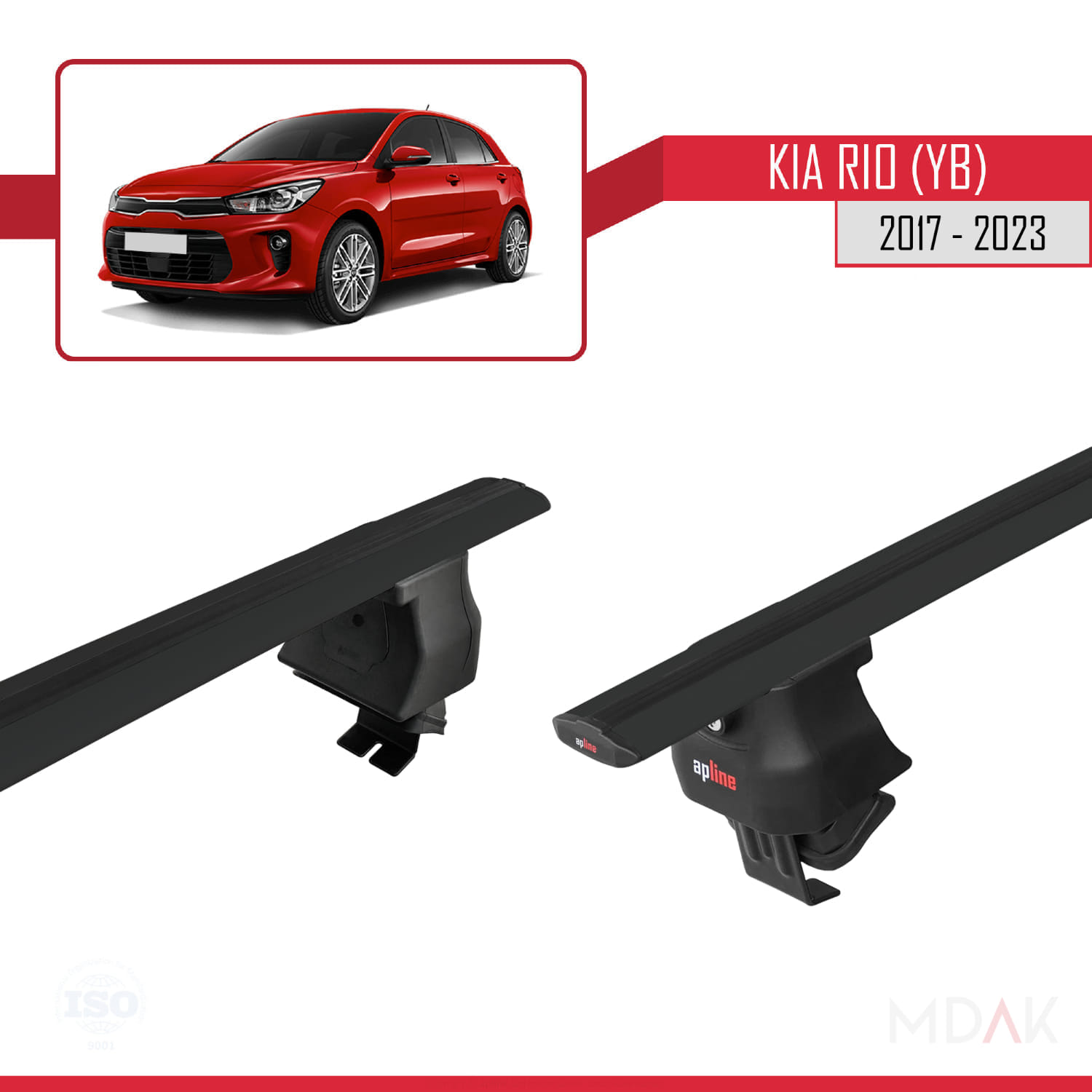 Kia Rio 4 (YB) HB 2017-2023 Arası ile Uyumlu ACE-4 Ara Atkı Tavan Barı Siyah 2 Adet - Görsel 4
