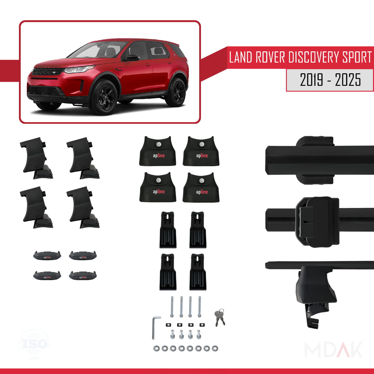 Land Rover Discovery Sport (L550) Post-Facelift 2019 ve Sonrası ile Uyumlu ACE-4 Ara Atkı Tavan Barı Siyah 2 Adet - Görsel 5