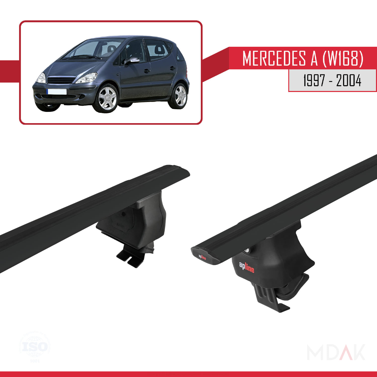 Mercedes A Class (W168) 1997-2004 Arası ile Uyumlu ACE-4 Ara Atkı Tavan Barı Siyah 2 Adet - Görsel 4