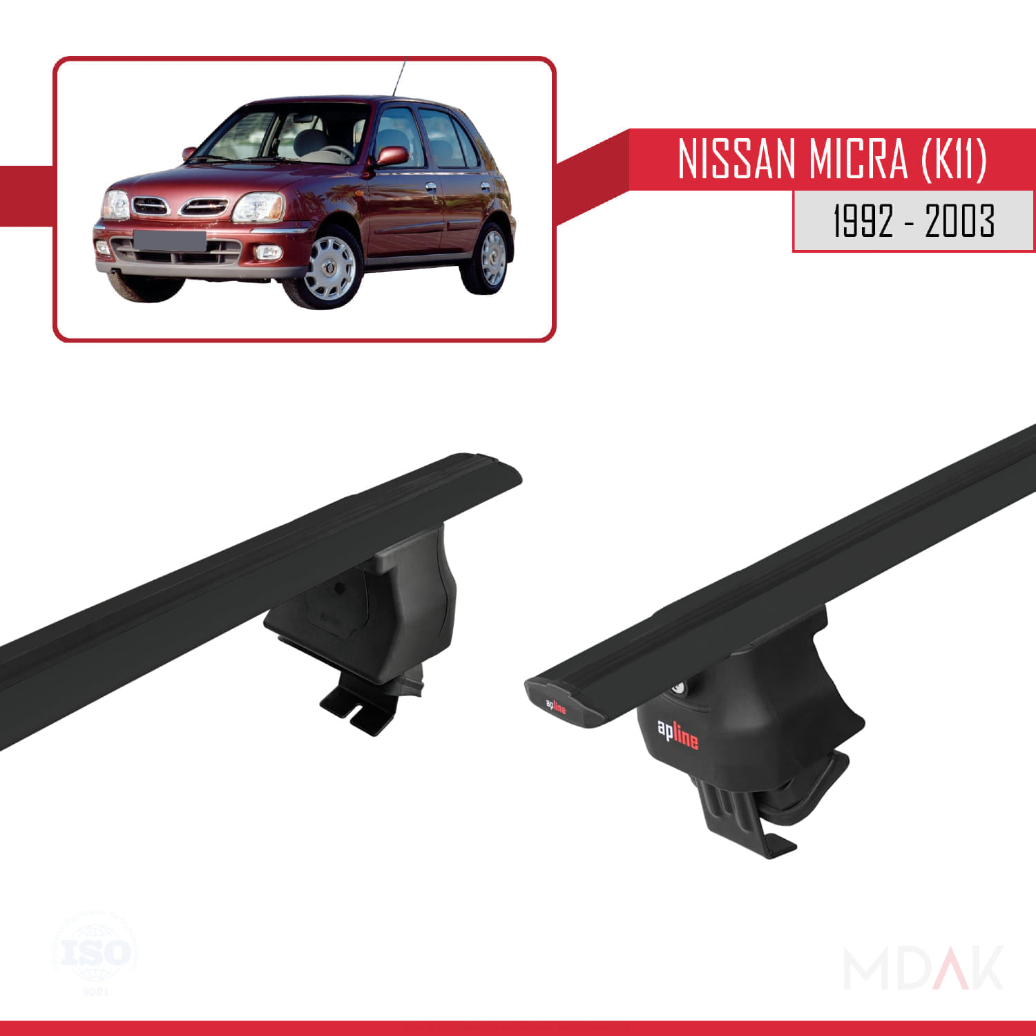 Nissan Micra 2 (K11) 1992-2003 Arası ile Uyumlu ACE-4 Ara Atkı Tavan Barı Siyah 2 Adet - Görsel 4