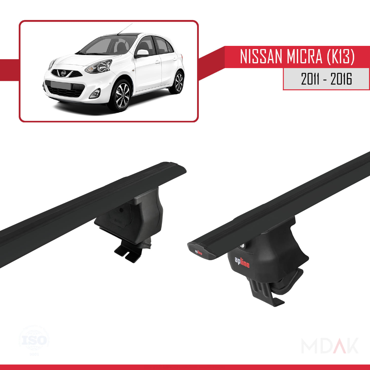 Nissan Micra 4 (K14) 2011-2016 Arası ile Uyumlu ACE-4 Ara Atkı Tavan Barı Siyah 2 Adet - Görsel 4