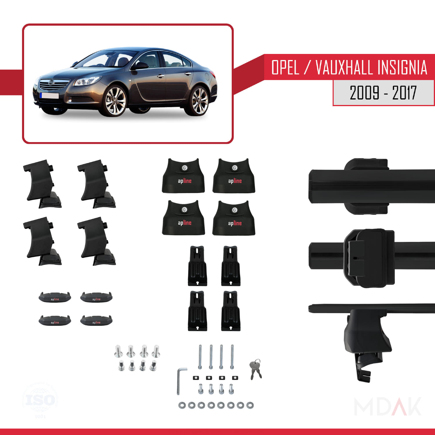 Opel/Vauxhall Insignia 2009-2017 Arası ile Uyumlu ACE-4 Ara Atkı Tavan Barı Siyah 2 Adet - Görsel 5