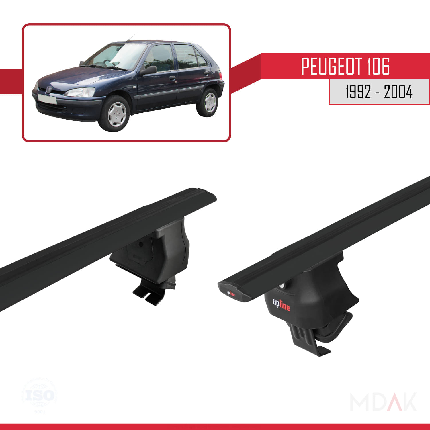 Peugeot 106 1992-2004 Arası ile Uyumlu ACE-4 Ara Atkı Tavan Barı Siyah 2 Adet - Görsel 4