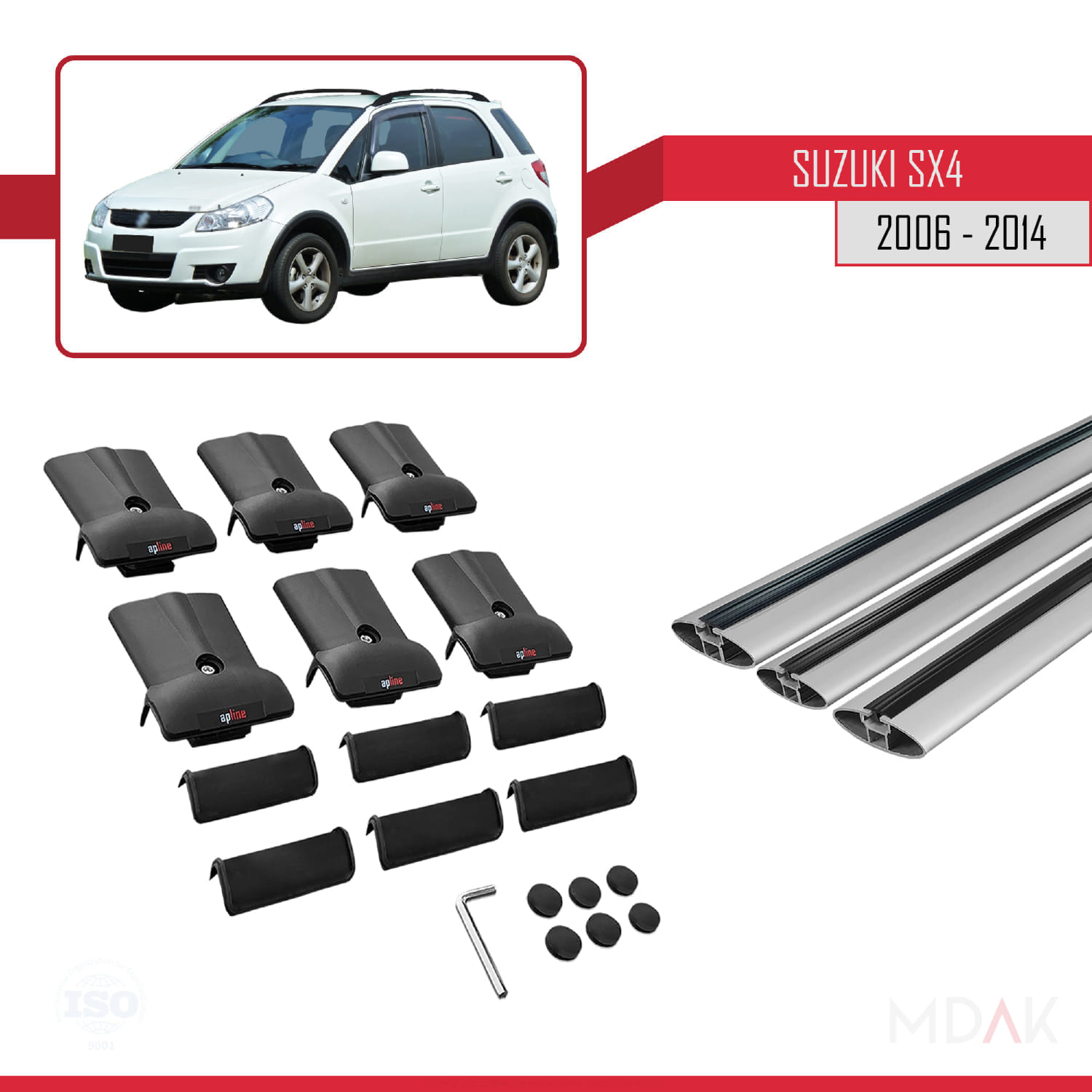 Suzuki SX4 II (JY) 2006-2014 Arası ile Uyumlu FLY Model Ara Atkı Tavan Barı Gri 3 Adet - Görsel 5