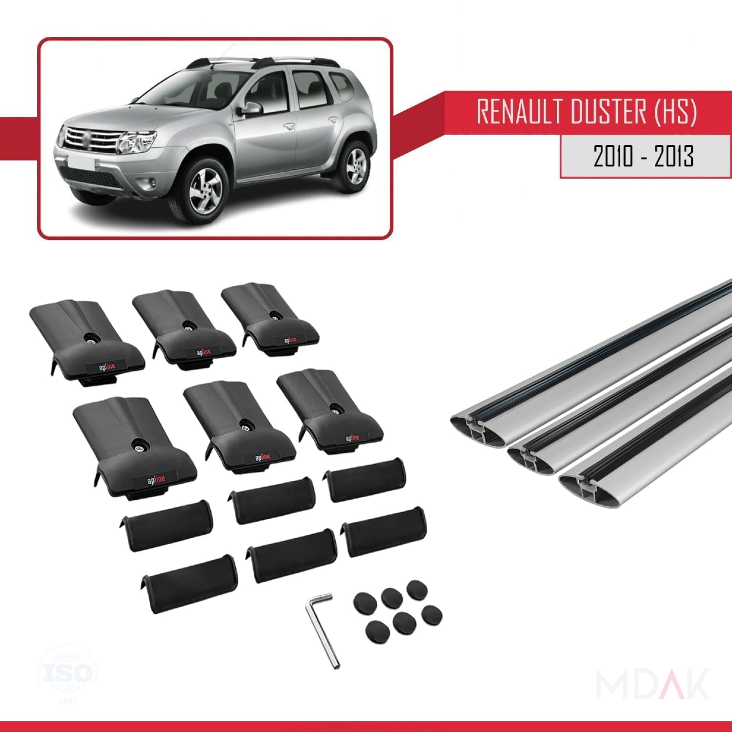 Renault Duster (HS) Pre-Facelift 2010-2013 Arası ile Uyumlu FLY Model Ara Atkı Tavan Barı Gri 3 Adet - Görsel 5