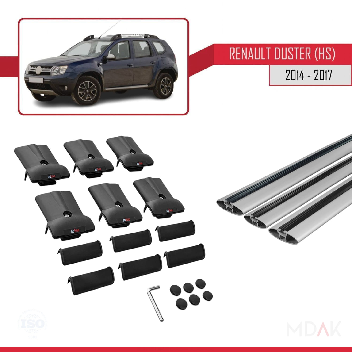 Renault Duster (HS) Post-Facelift 2014-2017 Arası ile Uyumlu FLY Model Ara Atkı Tavan Barı Gri 3 Adet - Görsel 5