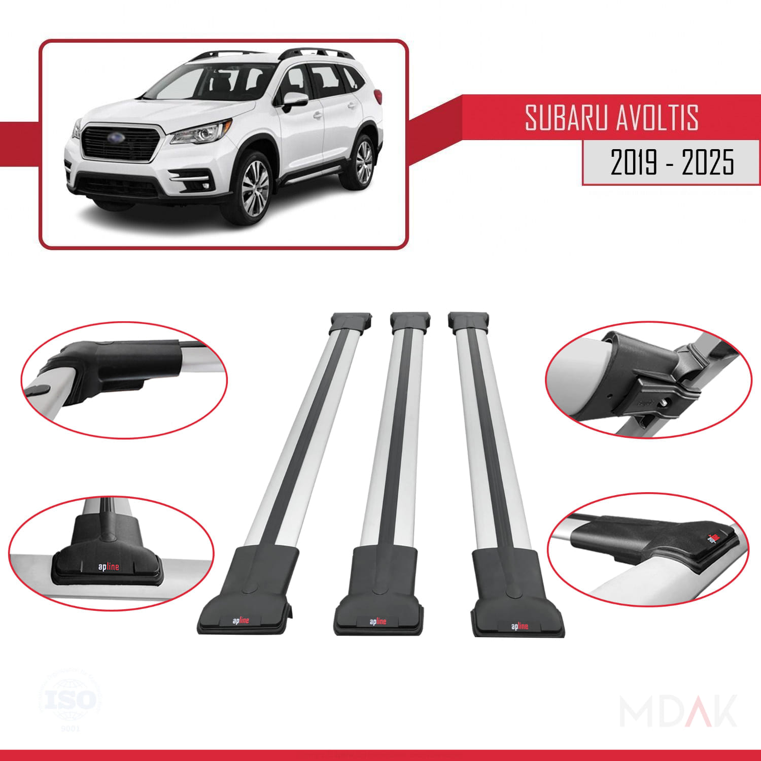 Subaru Evoltis 2019 ve Sonrası ile Uyumlu FLY Model Ara Atkı Tavan Barı Gri 3 Adet - Görsel 4