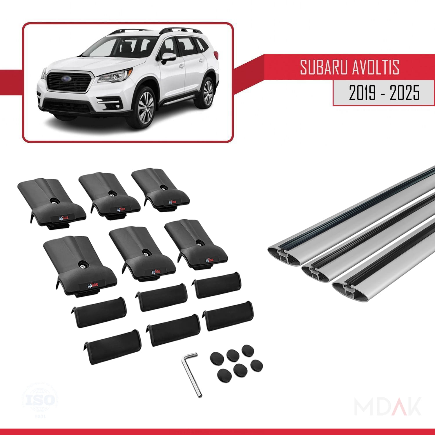 Subaru Evoltis 2019 ve Sonrası ile Uyumlu FLY Model Ara Atkı Tavan Barı Gri 3 Adet - Görsel 5
