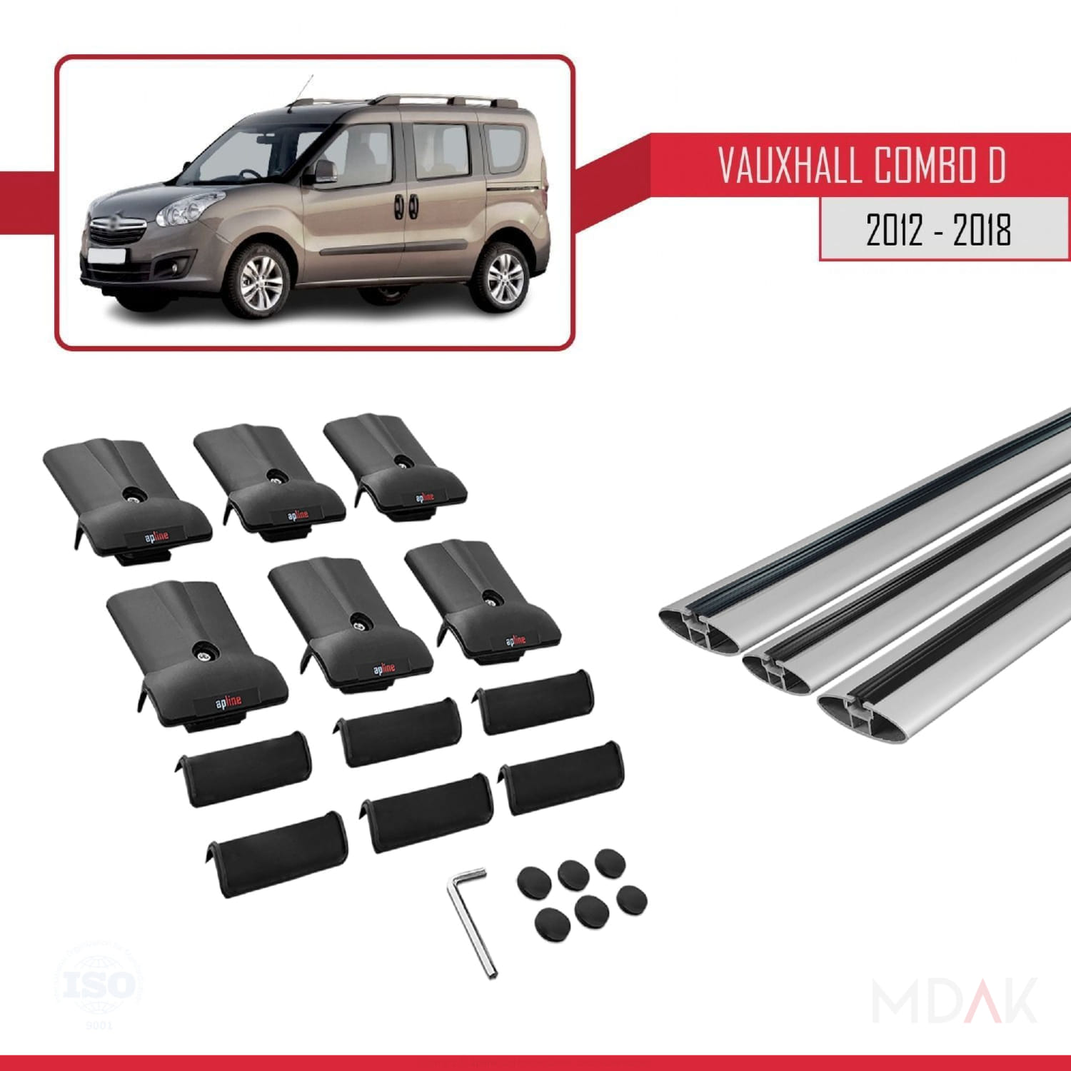 Vauxhall Combo D 2012-2018 Arası ile Uyumlu FLY Model Ara Atkı Tavan Barı Gri 3 Adet - Görsel 5