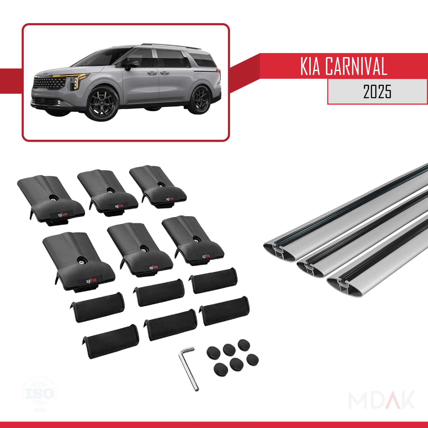Kia Carnival 2025 ve Sonrası ile Uyumlu FLY Model Ara Atkı Tavan Barı Gri 3 Adet - Görsel 5