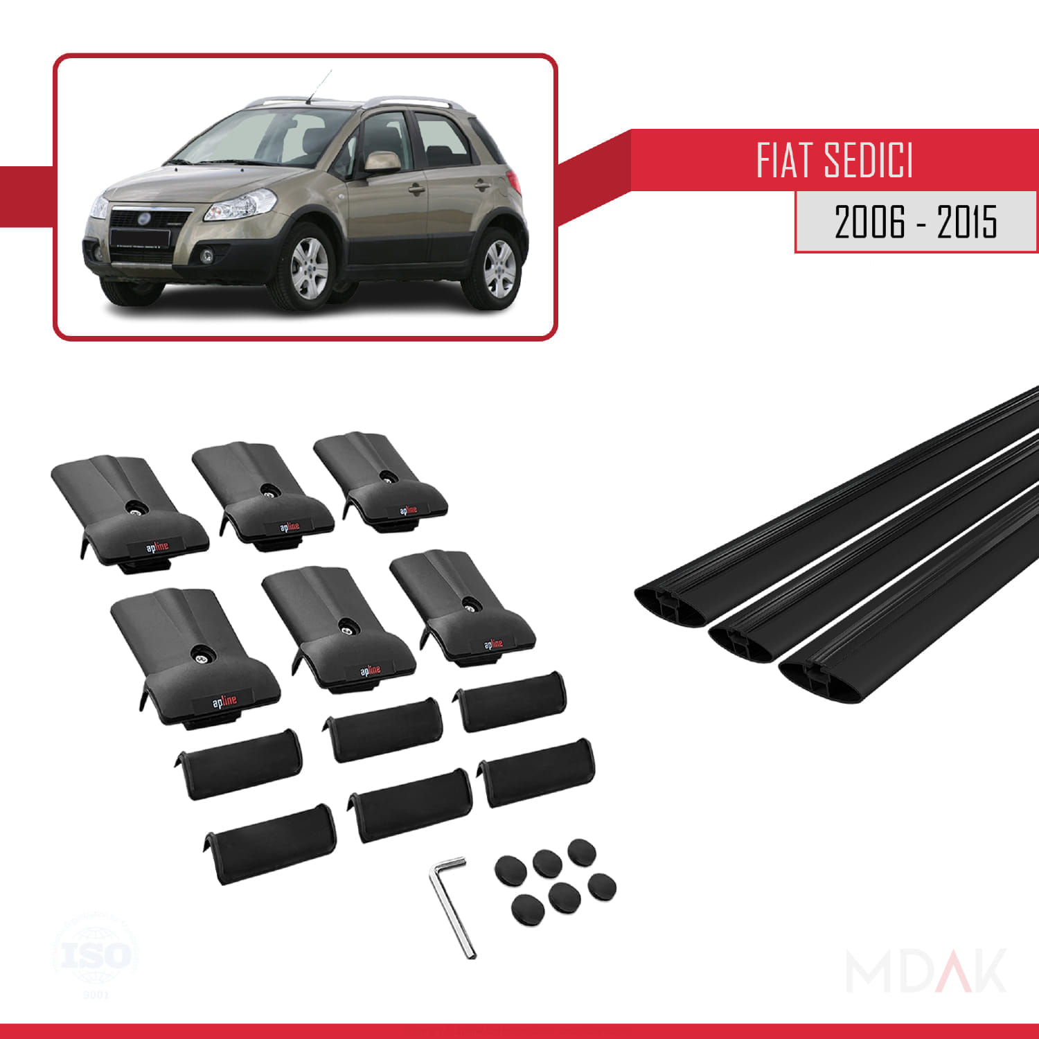 Fiat Sedici 2006-2015 Arası ile Uyumlu FLY Model Ara Atkı Tavan Barı Siyah 3 Adet - Görsel 5