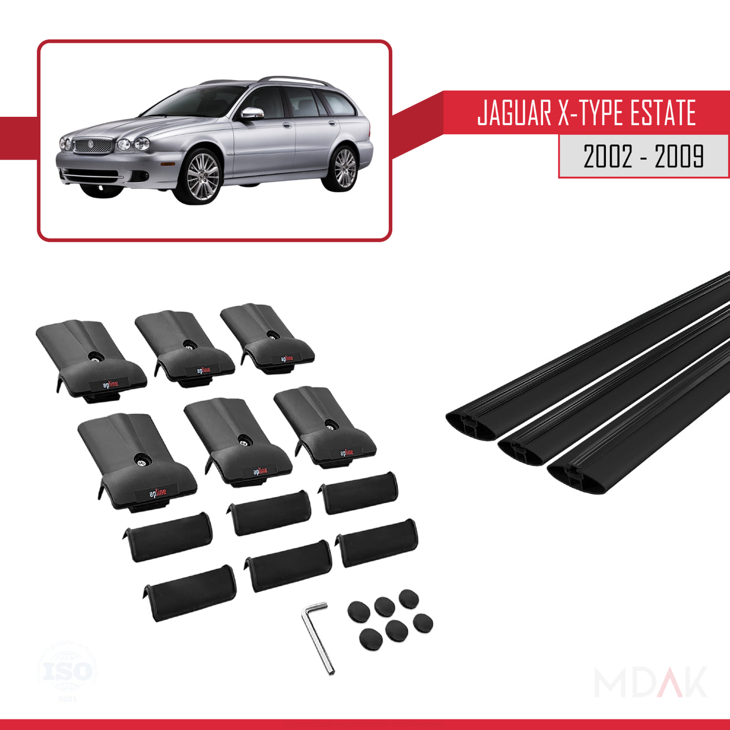 Jaguar X-Type Estate 2002-2009 Arası ile Uyumlu FLY Model Ara Atkı Tavan Barı Siyah 3 Adet - Görsel 5