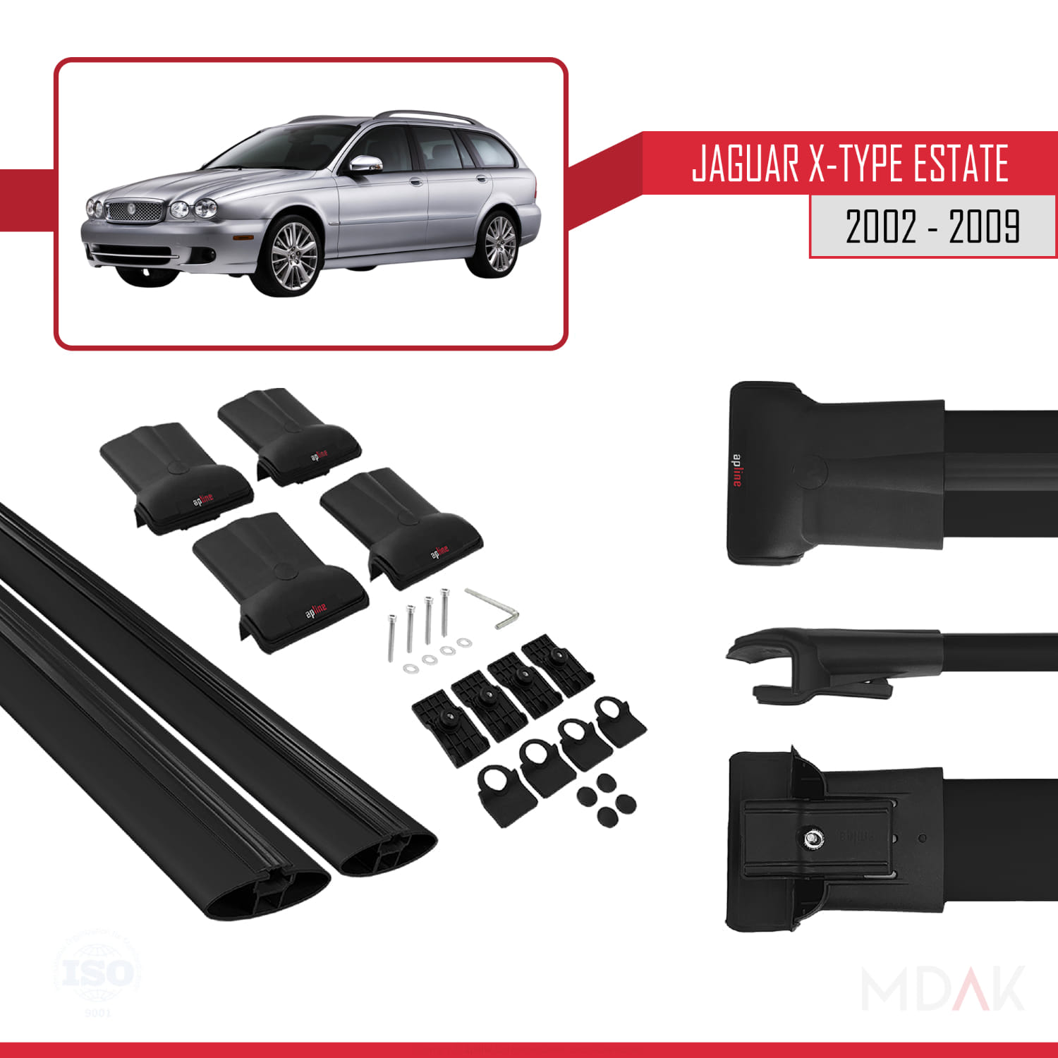 Jaguar X-Type Estate 2002-2009 Arası ile Uyumlu FLY Model Ara Atkı Tavan Barı Siyah 2 Adet - Görsel 5