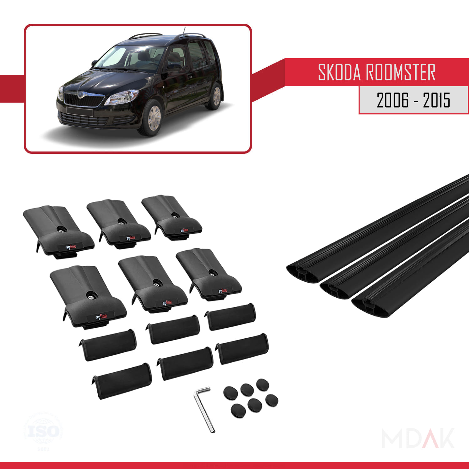 Skoda Roomster 2006-2015 Arası ile Uyumlu FLY Model Ara Atkı Tavan Barı Siyah 3 Adet - Görsel 5