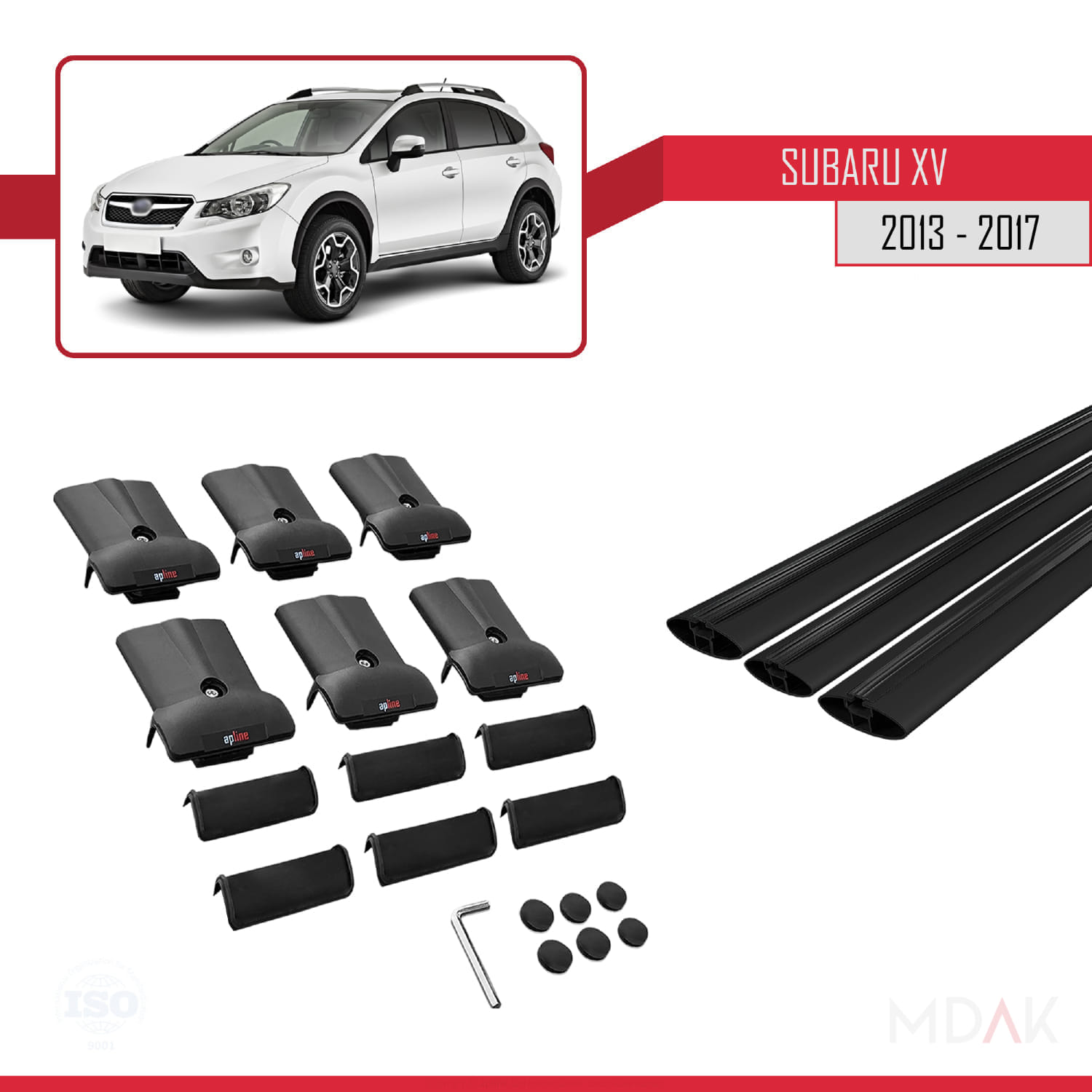 Subaru XV 2013-2017 Arası ile Uyumlu FLY Model Ara Atkı Tavan Barı Siyah 3 Adet - Görsel 5