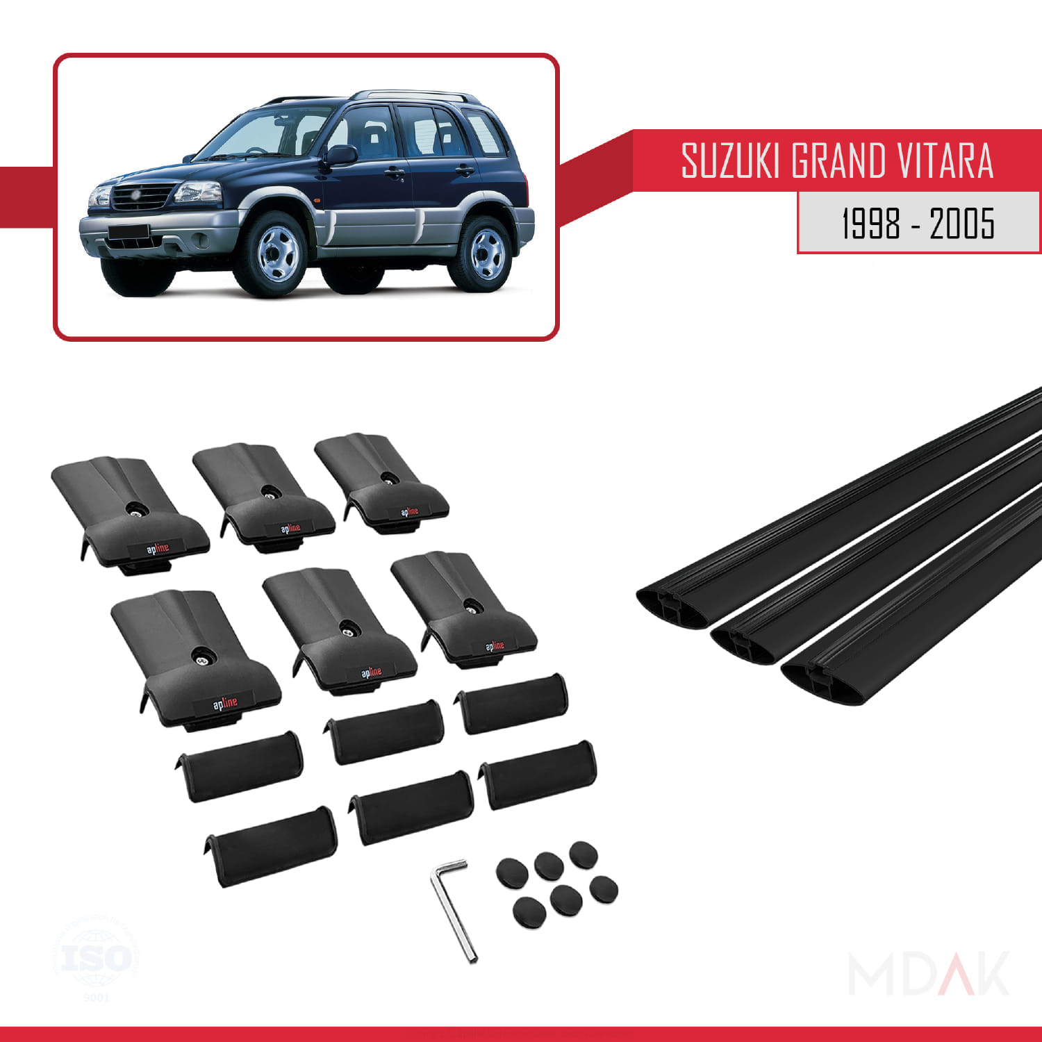 Suzuki Grand Vitara (FT) 1998-2005 Arası ile Uyumlu FLY Model Ara Atkı Tavan Barı Siyah 3 Adet - Görsel 5
