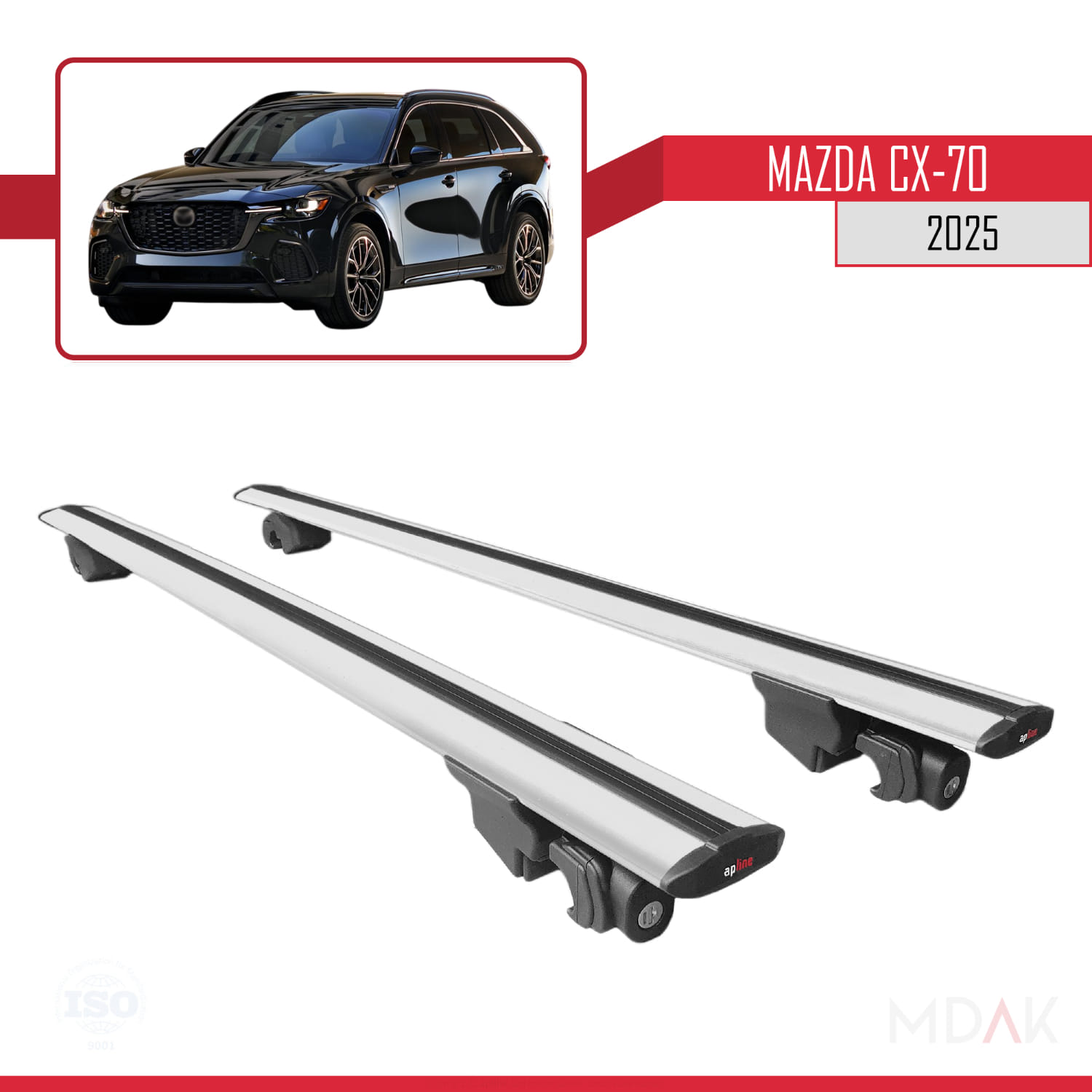 Mazda CX-70 2025 ve Sonrası ile Uyumlu HOOK Model Ara Atkı Tavan Barı Gri 2 Adet - Görsel 9