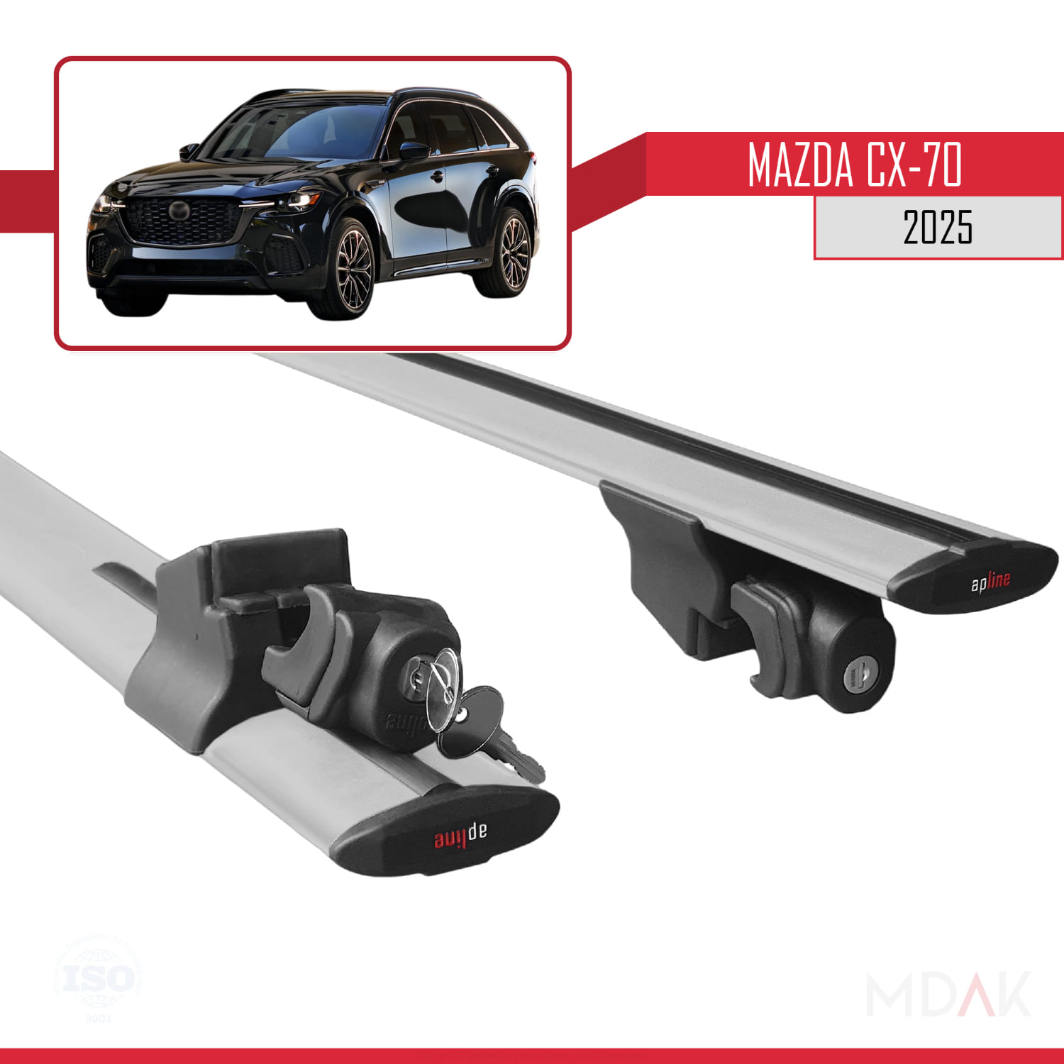 Mazda CX-70 2025 ve Sonrası ile Uyumlu HOOK Model Ara Atkı Tavan Barı Gri 2 Adet - Görsel 5