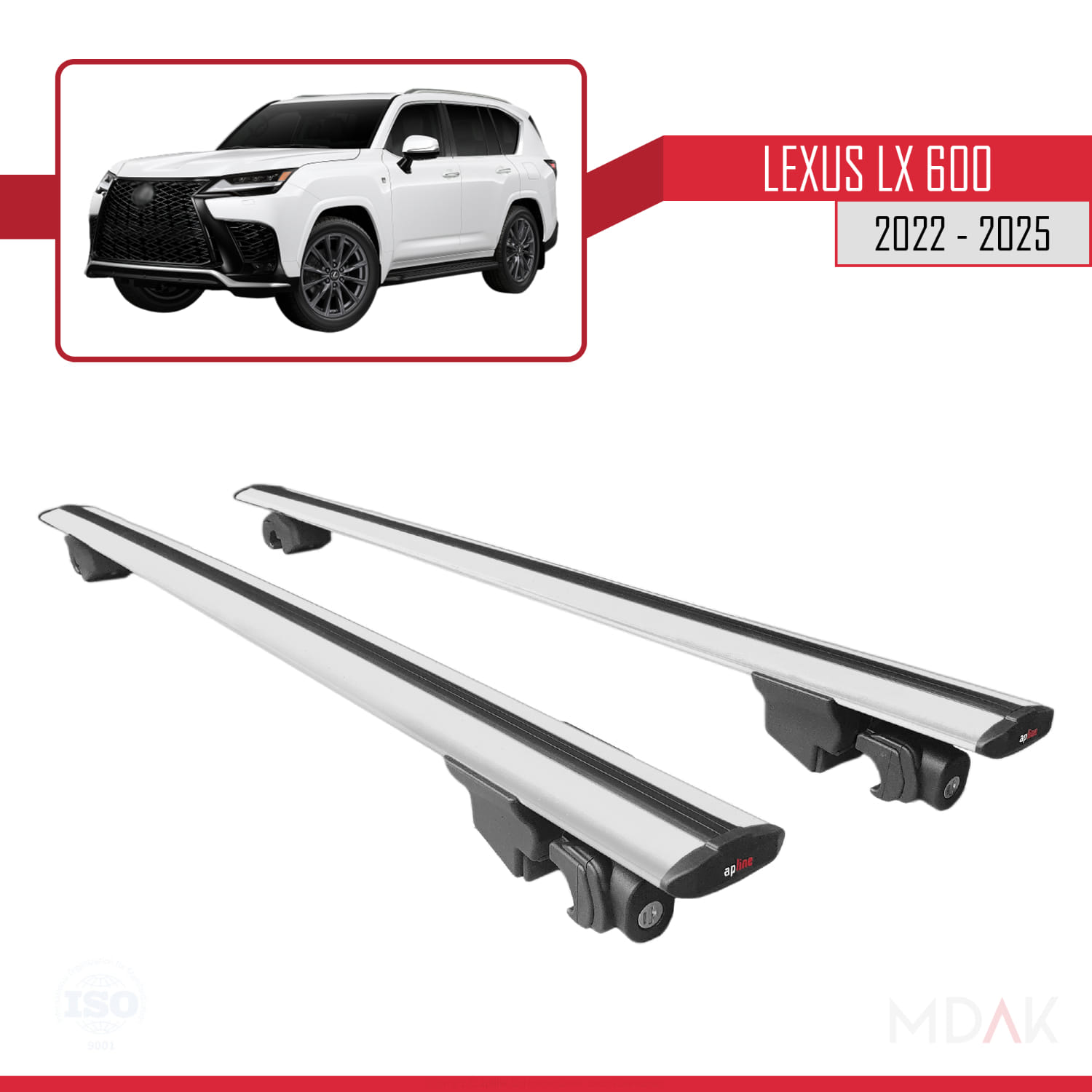 Lexus LX 600 2022-2025 Arası ile Uyumlu HOOK Model Ara Atkı Tavan Barı Gri 2 Adet - Görsel 9