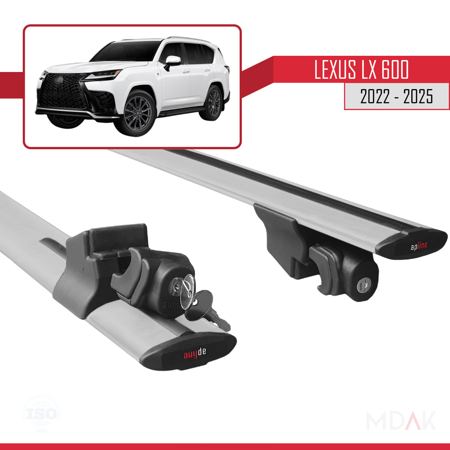 Lexus LX 600 2022-2025 Arası ile Uyumlu HOOK Model Ara Atkı Tavan Barı Gri 2 Adet - Görsel 5