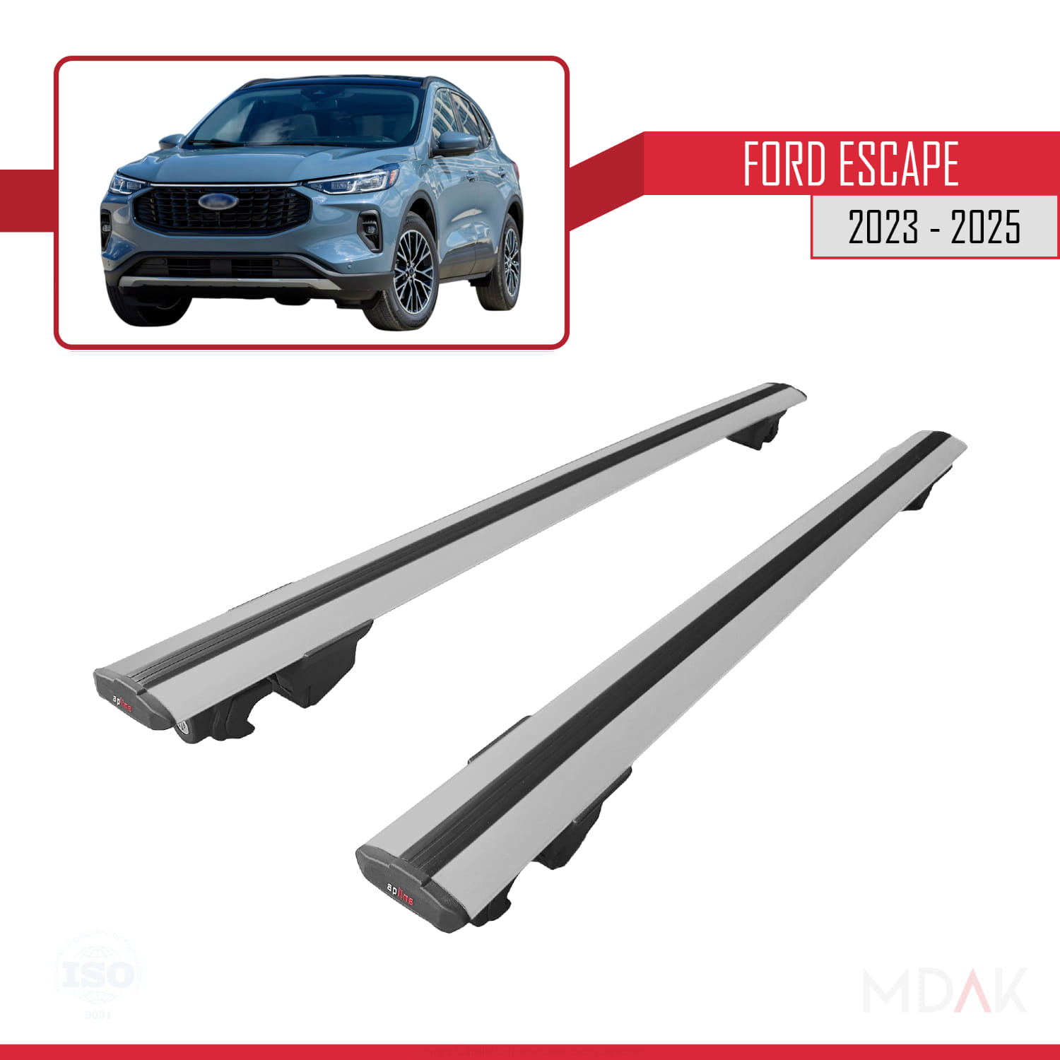 Ford Escape 2023-2025 Arası ile Uyumlu HOOK Model Ara Atkı Tavan Barı Gri 2 Adet - Görsel 4
