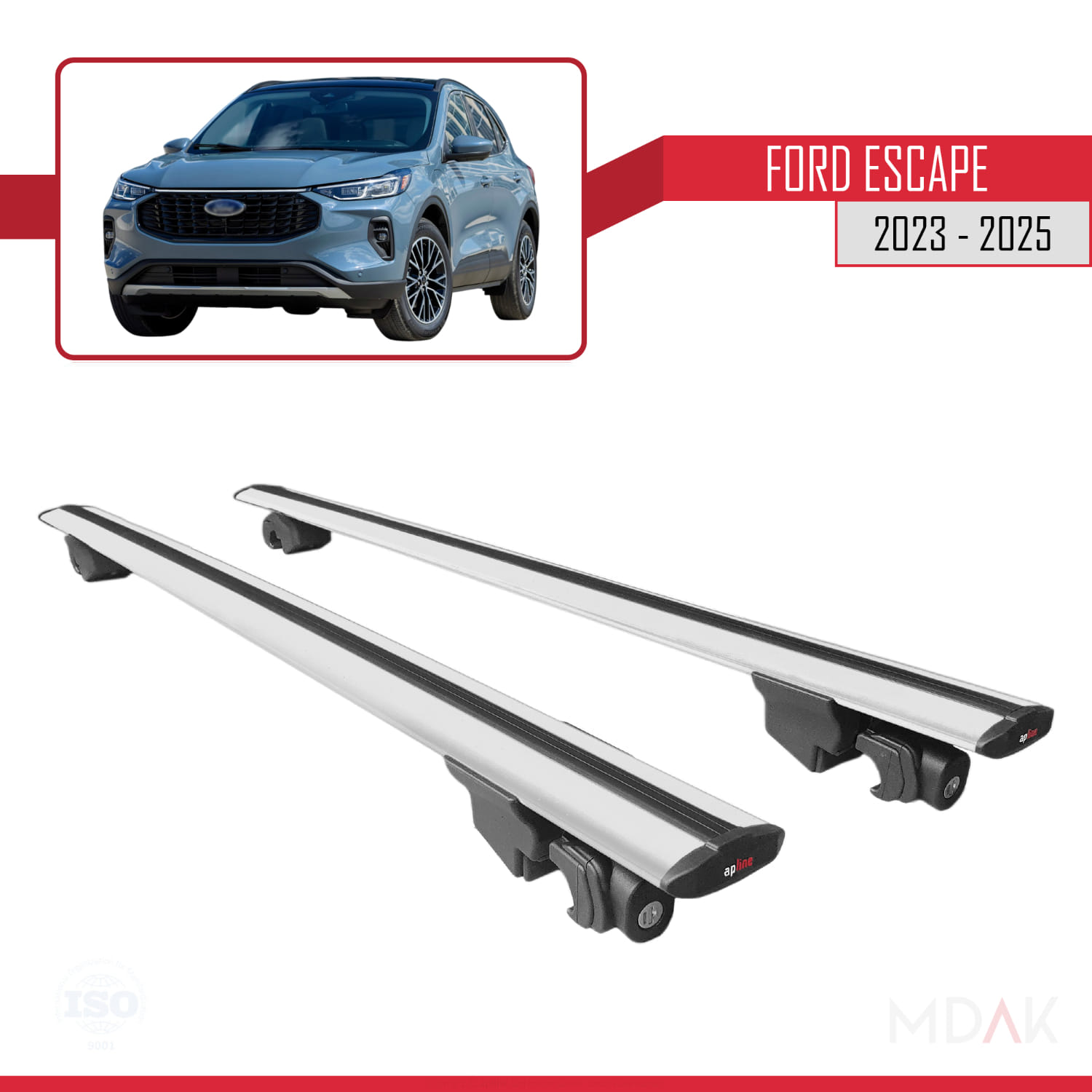 Ford Escape 2023-2025 Arası ile Uyumlu HOOK Model Ara Atkı Tavan Barı Gri 2 Adet - Görsel 9