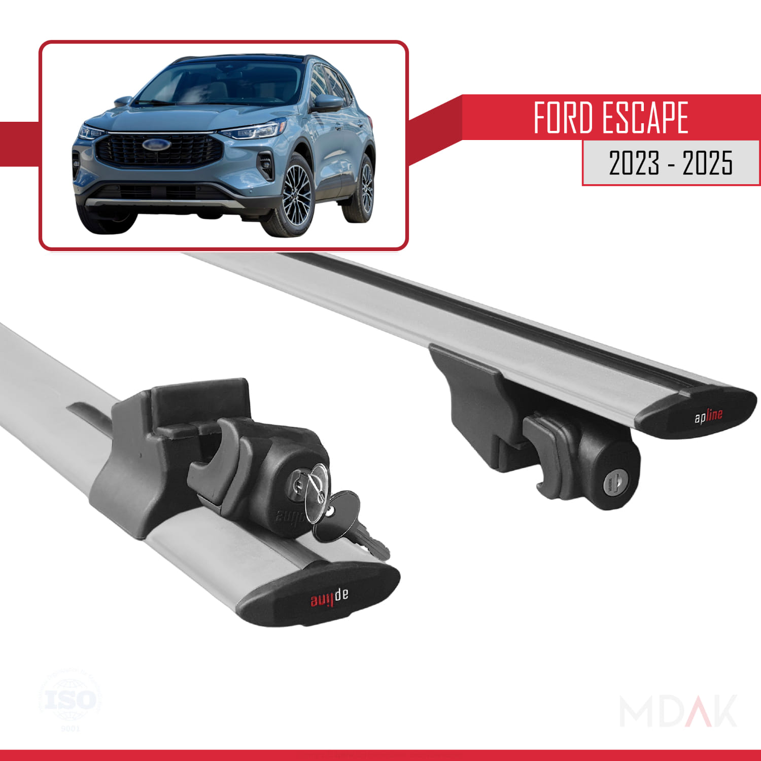 Ford Escape 2023-2025 Arası ile Uyumlu HOOK Model Ara Atkı Tavan Barı Gri 2 Adet - Görsel 5
