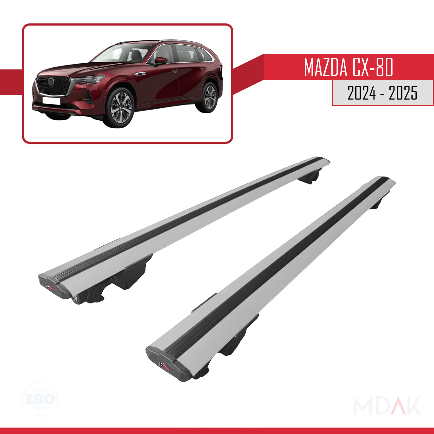 Mazda CX-80 2024-2025 Arası ile Uyumlu HOOK Model Ara Atkı Tavan Barı Gri 2 Adet - Görsel 4