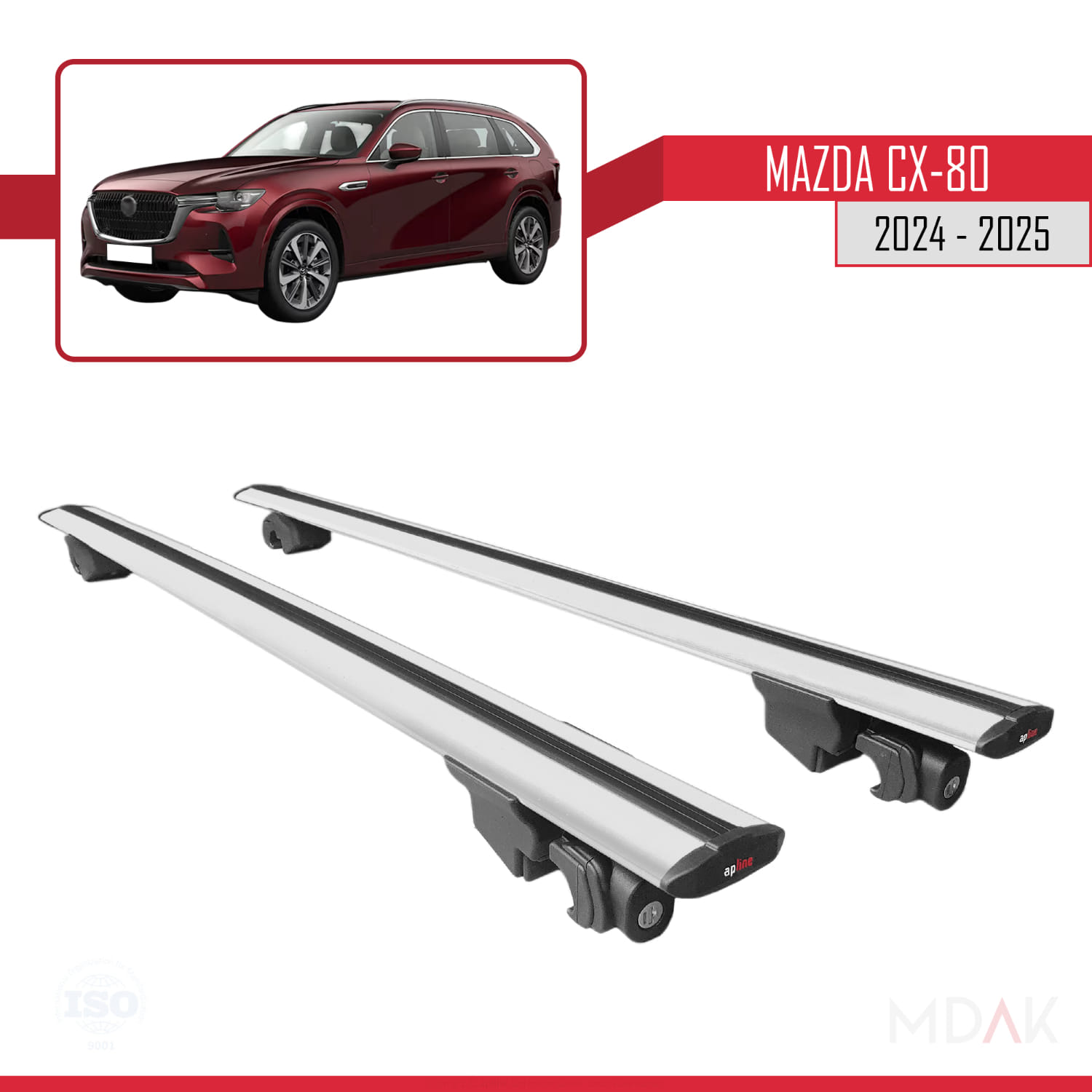Mazda CX-80 2024-2025 Arası ile Uyumlu HOOK Model Ara Atkı Tavan Barı Gri 2 Adet - Görsel 9