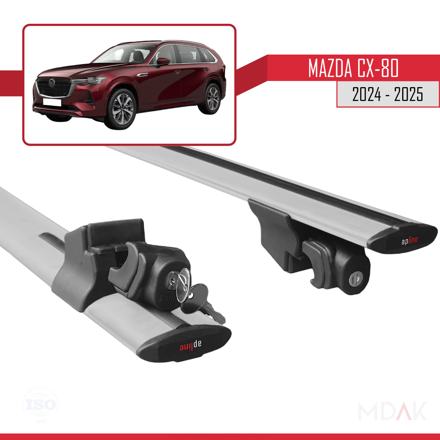 Mazda CX-80 2024-2025 Arası ile Uyumlu HOOK Model Ara Atkı Tavan Barı Gri 2 Adet - Görsel 5