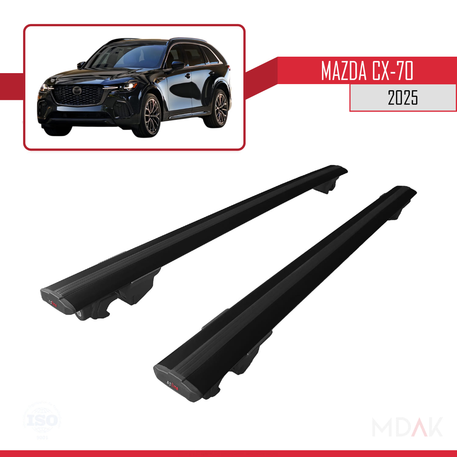 Mazda CX-70 2025 ve Sonrası ile Uyumlu HOOK Model Ara Atkı Tavan Barı Siyah 2 Adet - Görsel 4