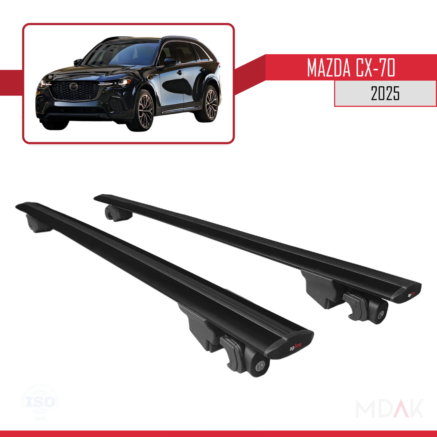 Mazda CX-70 2025 ve Sonrası ile Uyumlu HOOK Model Ara Atkı Tavan Barı Siyah 2 Adet - Görsel 9