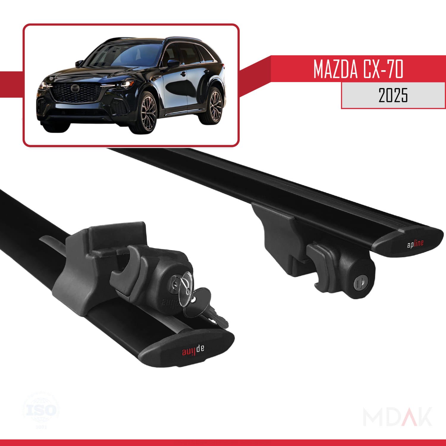 Mazda CX-70 2025 ve Sonrası ile Uyumlu HOOK Model Ara Atkı Tavan Barı Siyah 2 Adet - Görsel 5