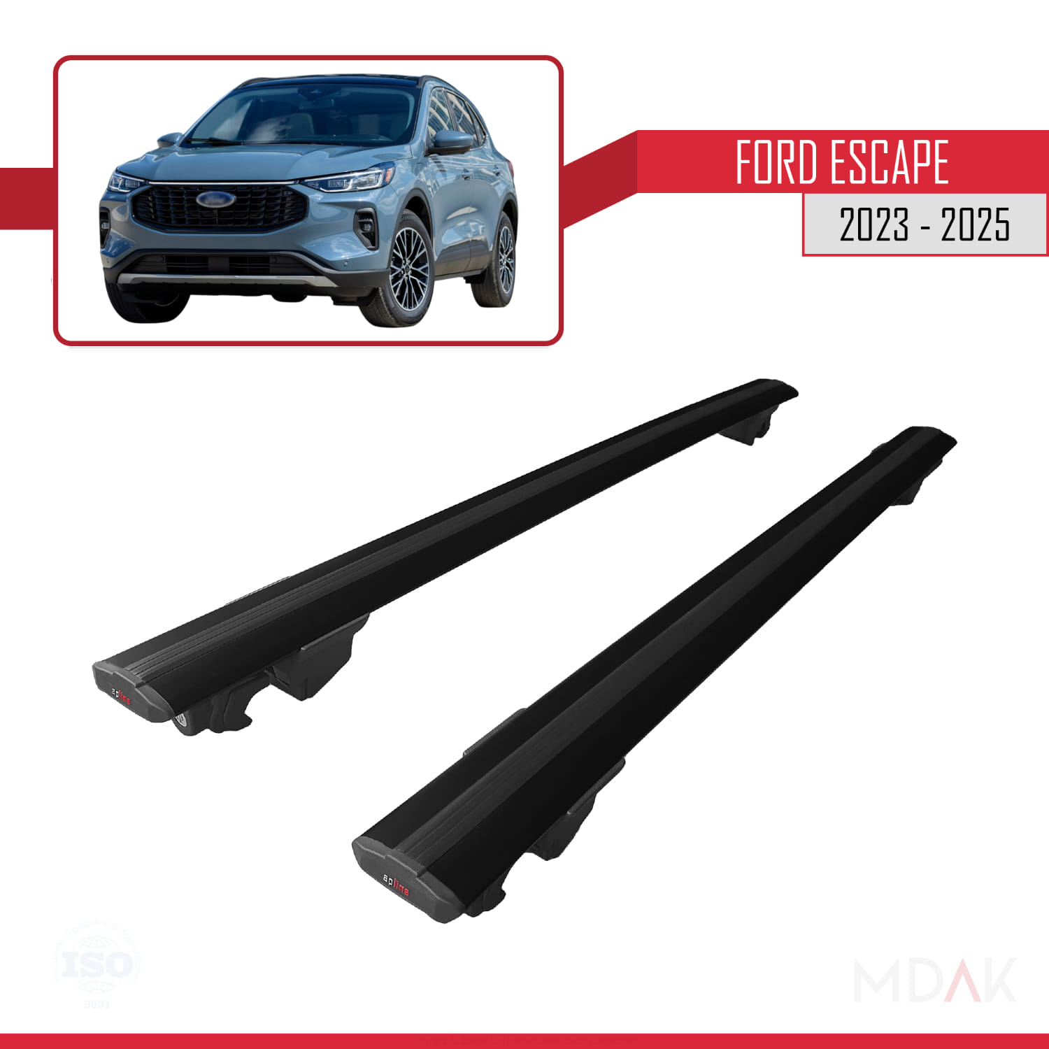 Ford Escape 2023-2025 Arası ile Uyumlu HOOK Model Ara Atkı Tavan Barı Siyah 2 Adet - Görsel 4