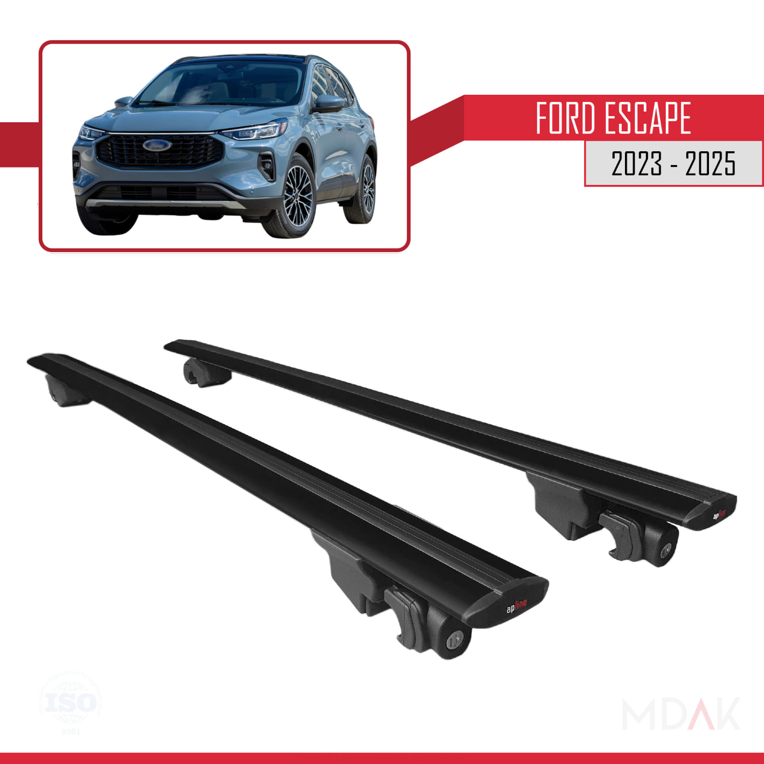 Ford Escape 2023-2025 Arası ile Uyumlu HOOK Model Ara Atkı Tavan Barı Siyah 2 Adet - Görsel 9