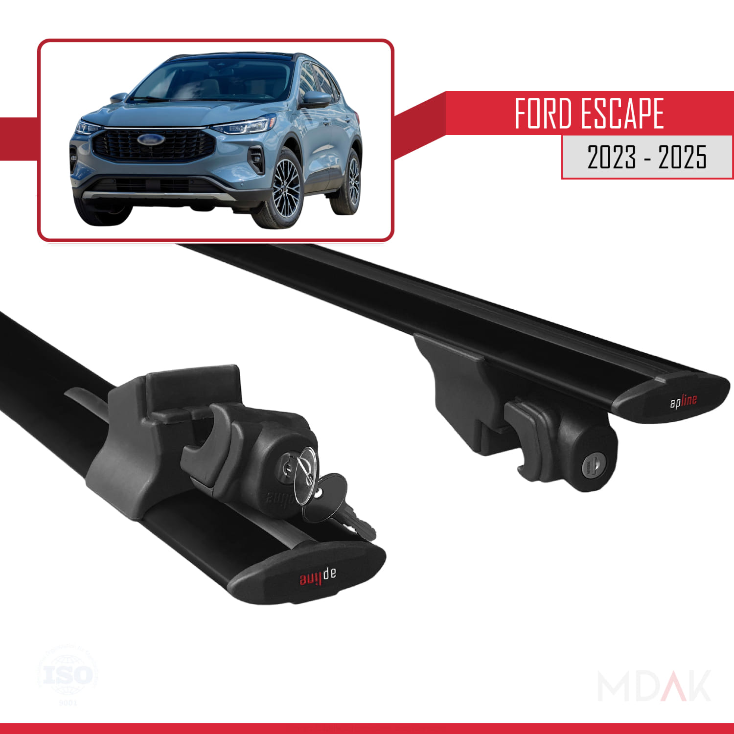 Ford Escape 2023-2025 Arası ile Uyumlu HOOK Model Ara Atkı Tavan Barı Siyah 2 Adet - Görsel 5