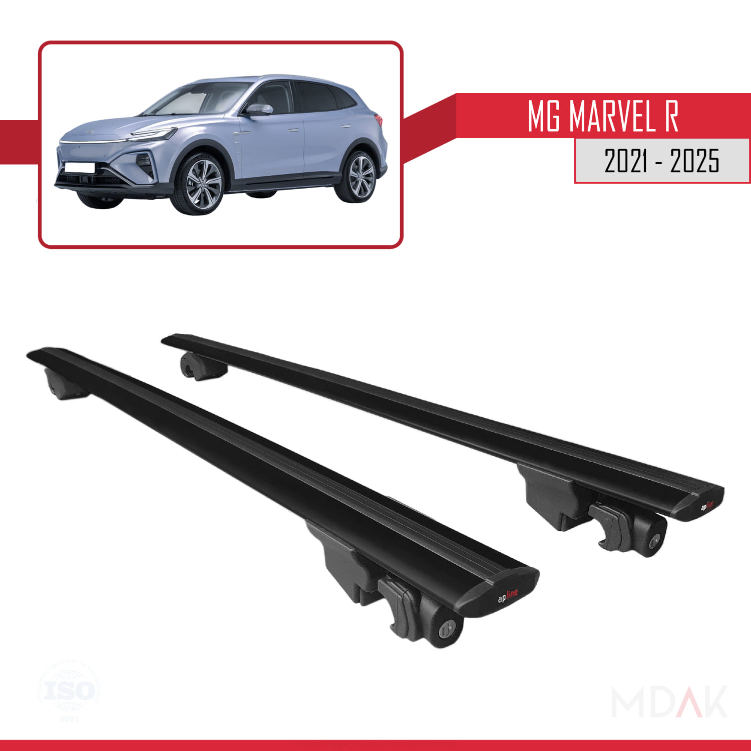 MG Marvel R 2021-2025 Arası ile Uyumlu HOOK Model Ara Atkı Tavan Barı Siyah 2 Adet - Görsel 9