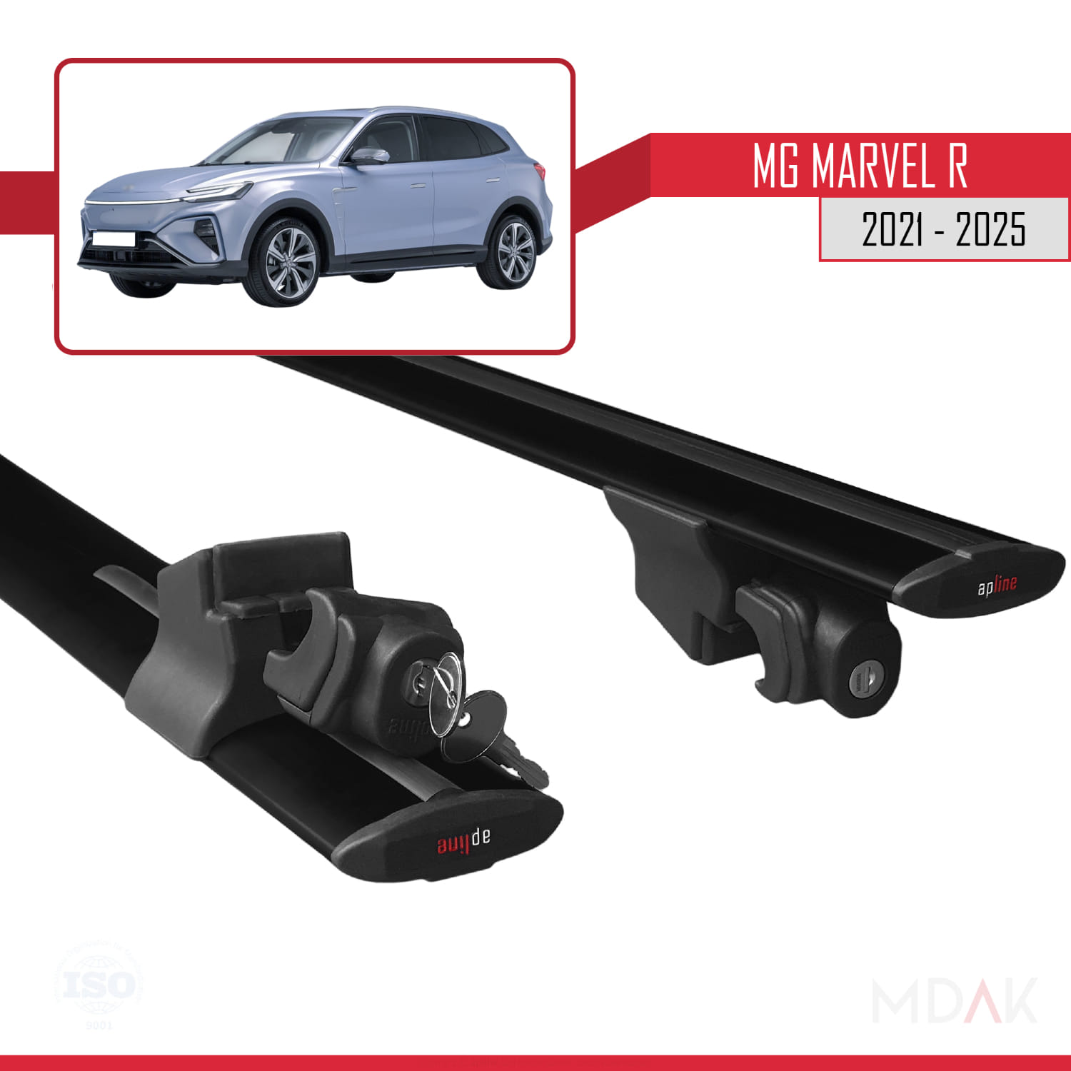 MG Marvel R 2021-2025 Arası ile Uyumlu HOOK Model Ara Atkı Tavan Barı Siyah 2 Adet - Görsel 5