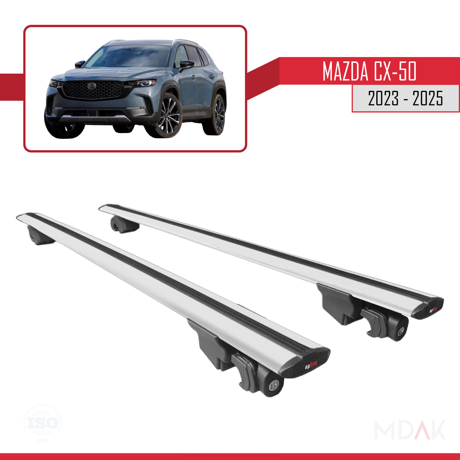 Mazda CX-50 2023-2025 Arası ile Uyumlu HOOK Model Ara Atkı Tavan Barı Gri 2 Adet - Görsel 9