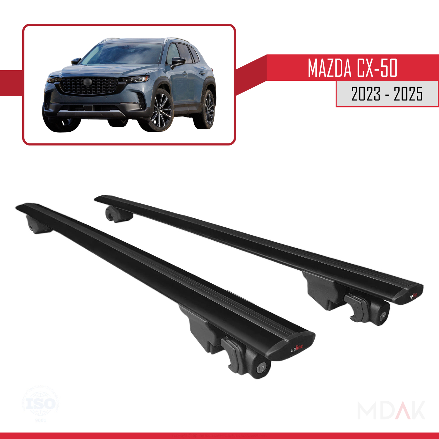 Mazda CX-50 2023-2025 Arası ile Uyumlu HOOK Model Ara Atkı Tavan Barı Siyah 2 Adet - Görsel 9