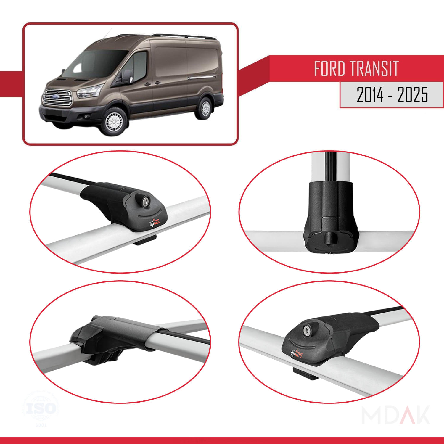 Ford Transit 2014 ve Sonrası ile Uyumlu ACE-1 Ara Atkı Tavan Barı Gri 2 Adet - Görsel 4