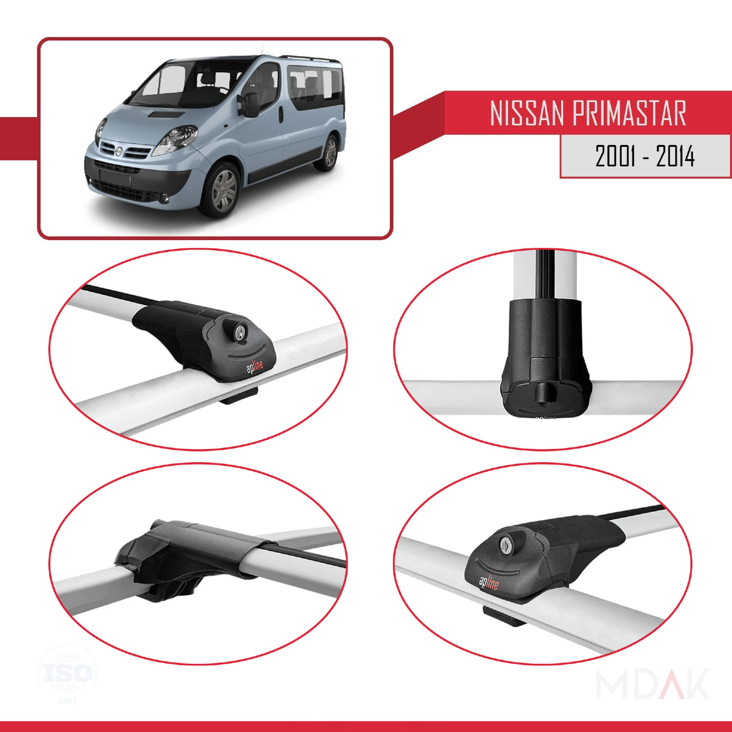 Nissan Primastar 2001-2014 Arası ile Uyumlu ACE-1 Ara Atkı Tavan Barı Gri 3 Adet - Görsel 4