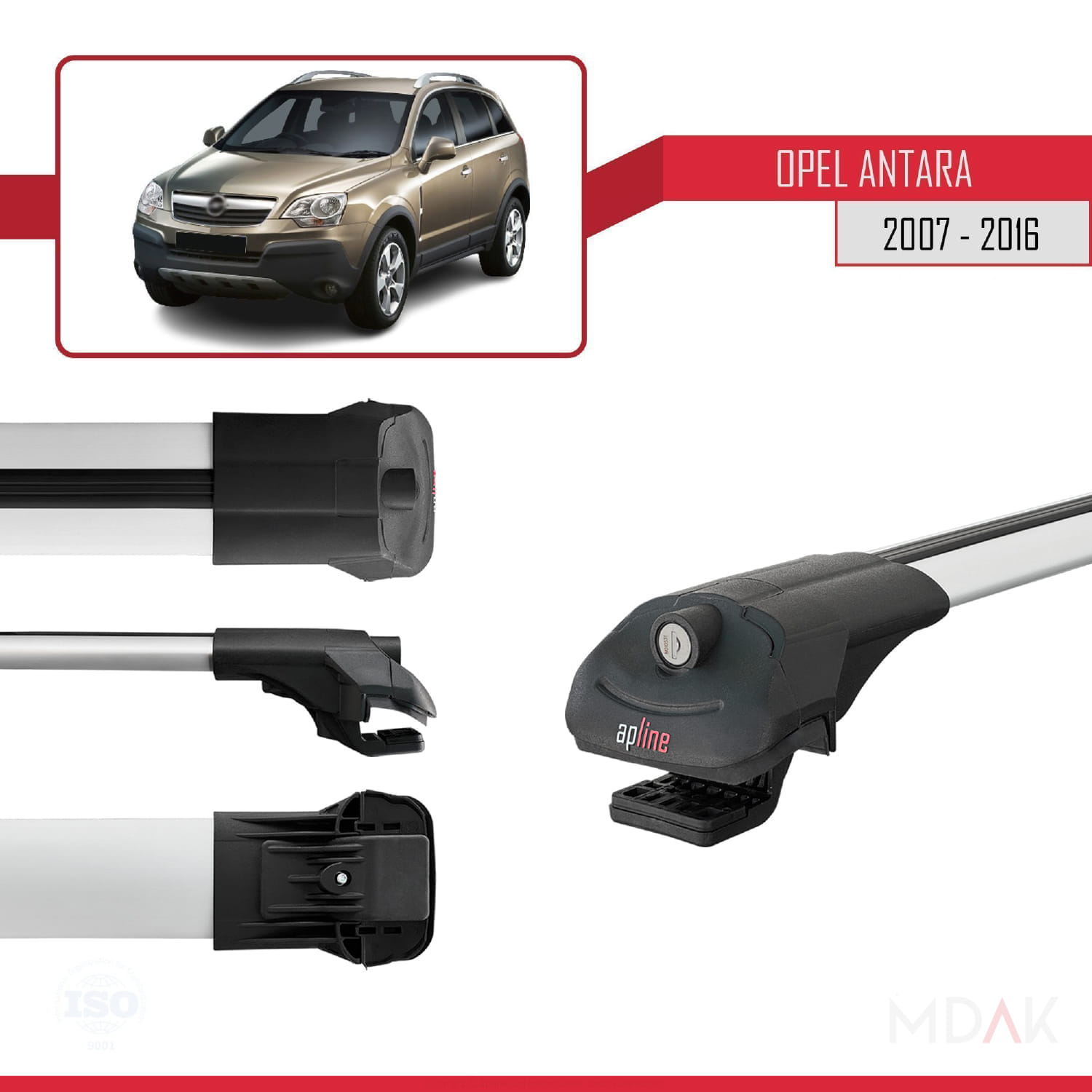 Opel Antara 2007-2016 Arası ile Uyumlu ACE-1 Ara Atkı Tavan Barı Gri 2 Adet - Görsel 3