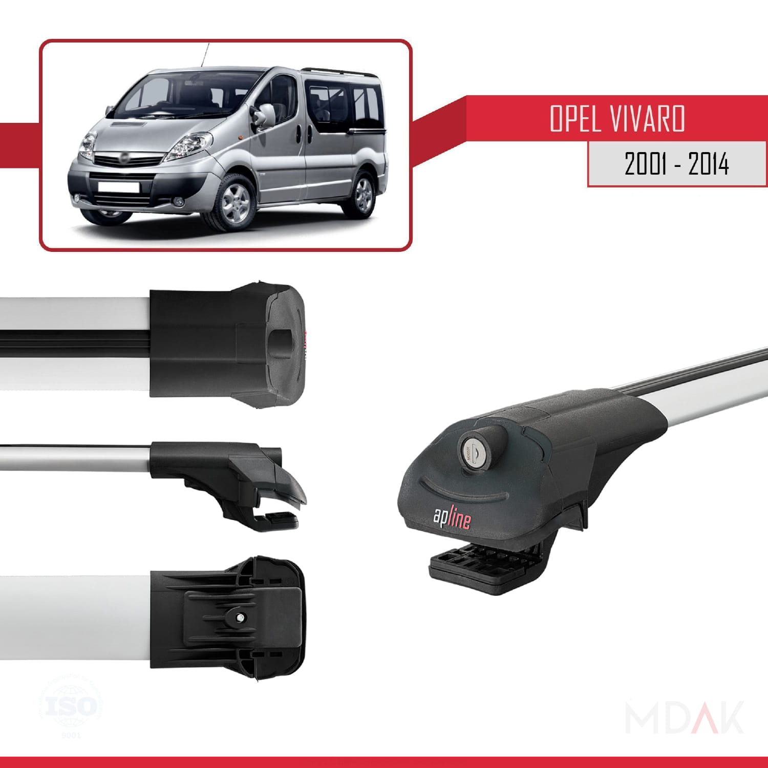 Opel Vivaro A 2001-2014 Arası ile Uyumlu ACE-1 Ara Atkı Tavan Barı Gri 2 Adet - Görsel 3
